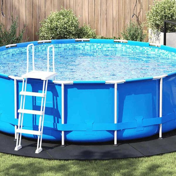 vidaXL Poolunderlag Svart Ø 458 cm Polyestergeotextil