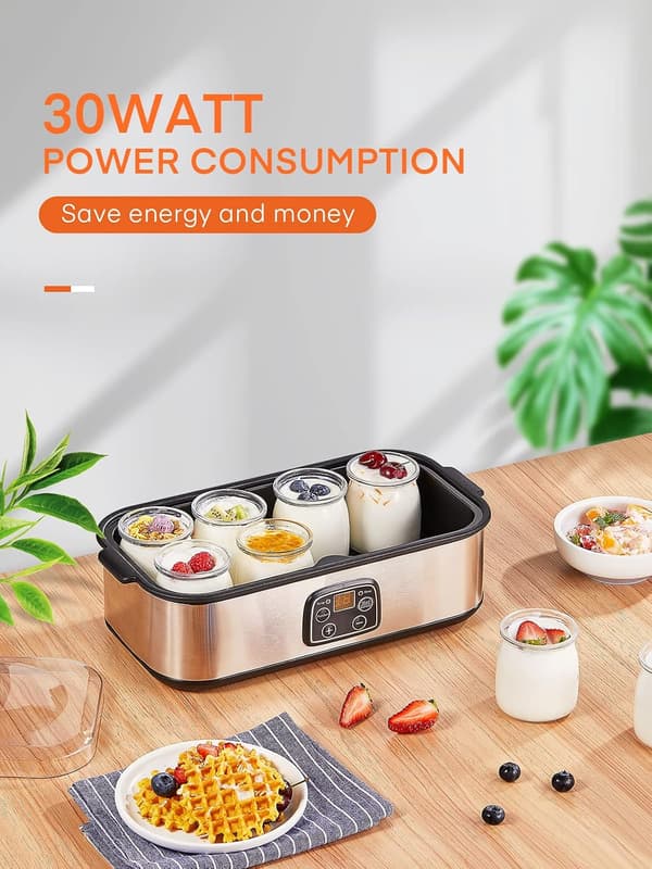 Yoghurtmaskin med 8 glasburkar | 1440 ml | LCD-display | timer | hemmabruk