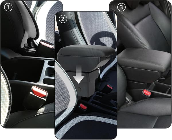 Armlæn dobbeltlag til Dacia Sandero Stepway Logan 2 | sort | opbevaringsboks | bilinteriør