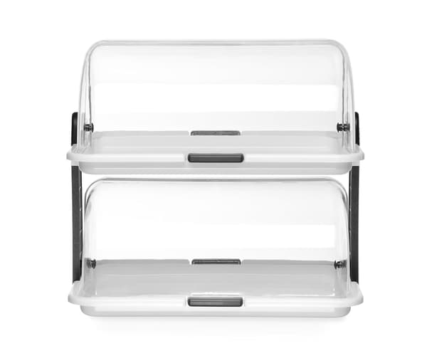 Buffetvitrin 380x260x355 mm | dubbla plan | polystyren | med rullock