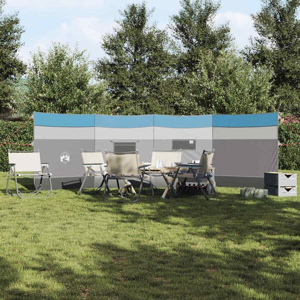 Vindskydd camping | 510x153 cm | Blå | Vattentät polyester | PU-beläggning