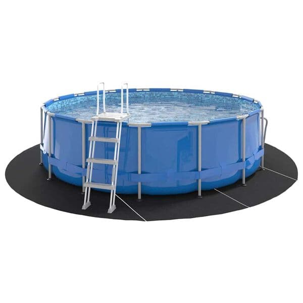 vidaXL Poolunderlag Svart Ø 458 cm Polyestergeotextil