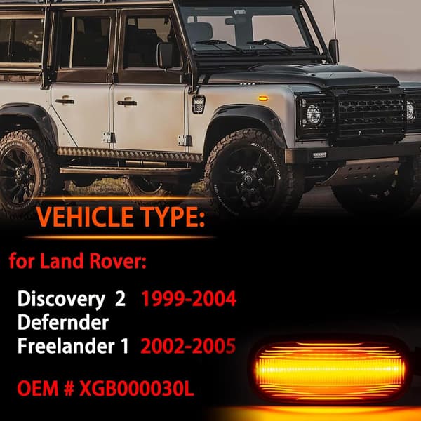 Sideblinklys LED | Land Rover Discovery 2, Defender, Freelander 1 | Smoke | Dynamisk