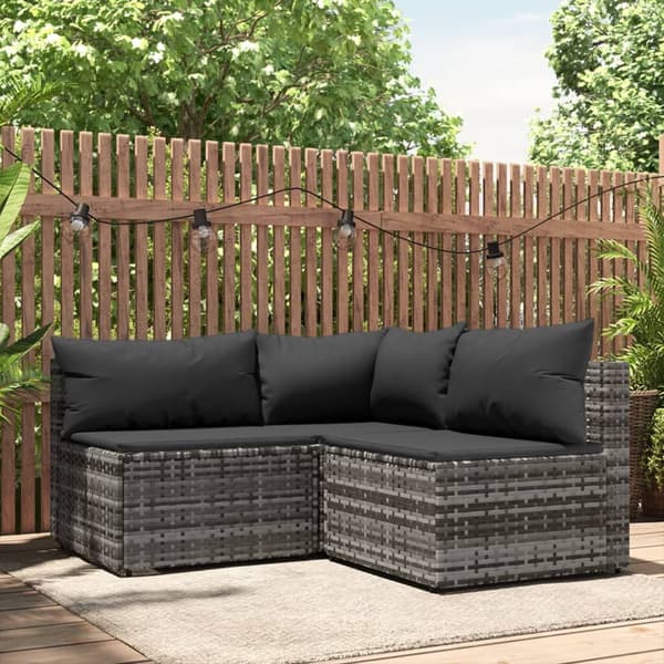 Loungeset 3 delar | konstrotting | grå | utemöbler
