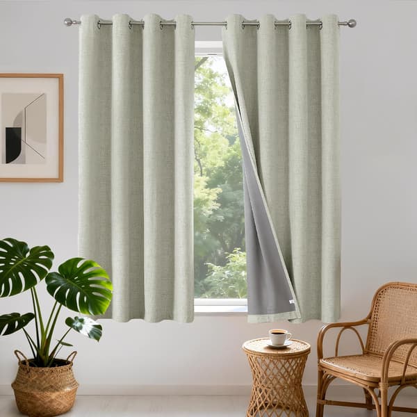 Termogardiner sorte | hør-look | 2 stk. | 2x140x225 cm | maljer