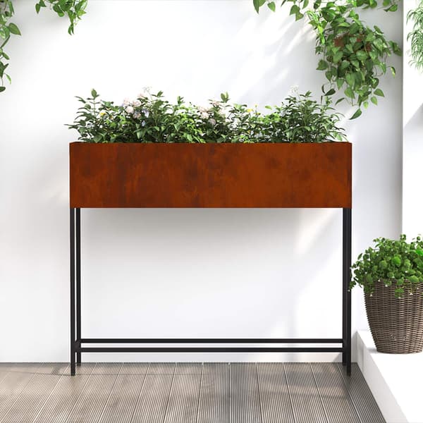 Odlingslåda cortenstål | rostig | 100x26x82 cm | rektangulär