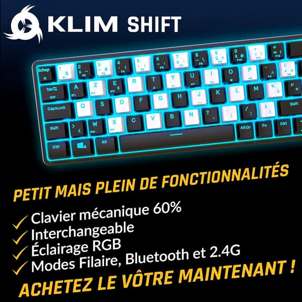 Mekaniskt tangentbord trådlöst | FR-layout | Cherry MX Brown switchar