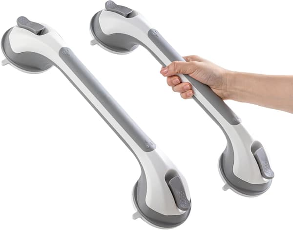 Brusehåndtag 2-pak | 43cm længde | 110kg kapacitet | Grå | Uden boring