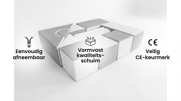 Barnleksaker mjuka klossar | 11 delar | Vit och grå | Skummaterial