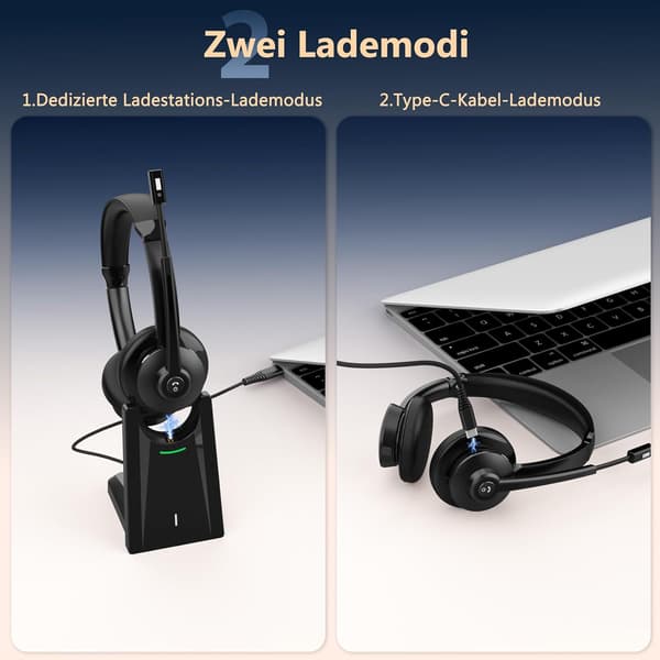 Trådlöst headset | Svart | Mikrofon | Bluetooth | PC och kontorsbruk