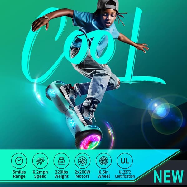 Selvbalancerende bræt 6,5 tommer | Bluetooth | LED-lys | gummidæk