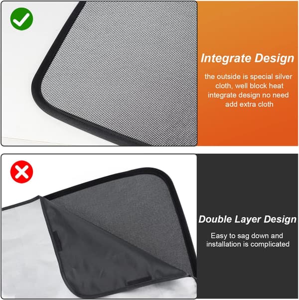 Solskydd Tesla Model Y | Fram & Bak | Svart & Silver | Vikbar | 2-pack