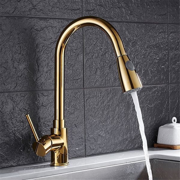 Diskbänkskran mässing | guld | utdragbar pip 82 cm