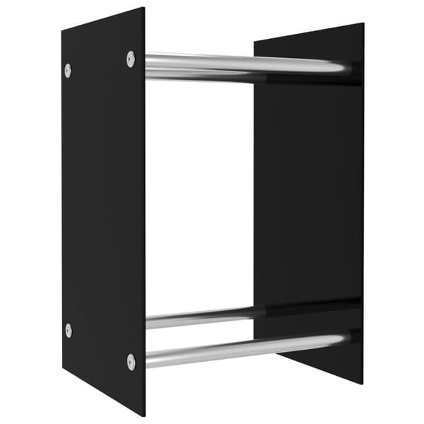 Holder til brænde 40x35x60 cm | Sort | Glas og stål