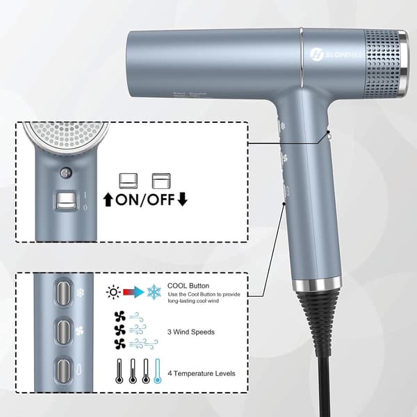 Hårtørrer professionel | Blå | 2000W | Ultralet 268g | Ioniserende