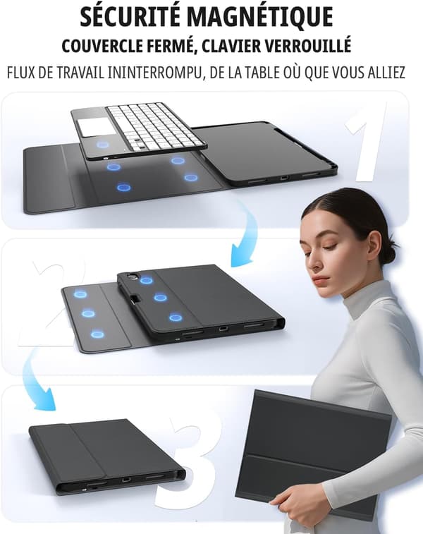 Tastaturetui iPad 10.9 2022 | AZERTY | touchpad | baggrundsbelysning | sort