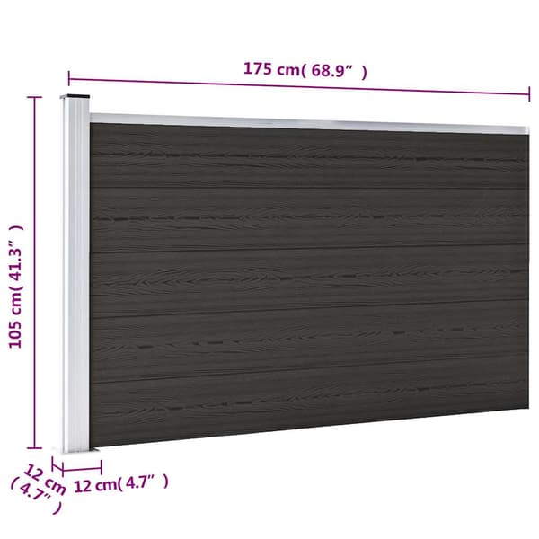 Hegnspanel 175x105 cm | HKC | Sort | Trækomposit
