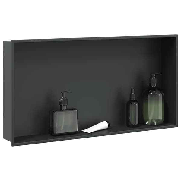 Brusehylde 62x32x9 cm | rustfrit stål | mat sort | badeværelsesopbevaring