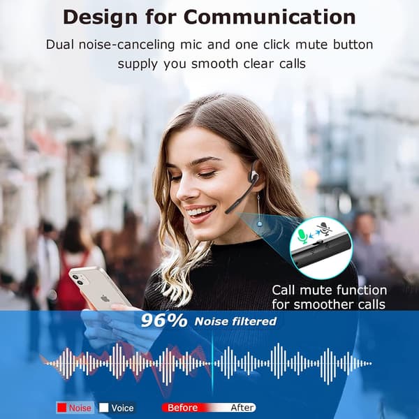 Trådløse hovedtelefoner | Open-Ear | Bluetooth 5.1 | Multipoint | Mute-knap | Mikrofon