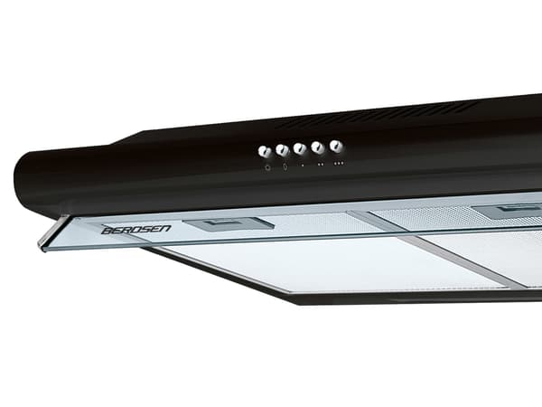 Emhætte underbygning sort | 3 hastigheder | 280 m³/t | LED