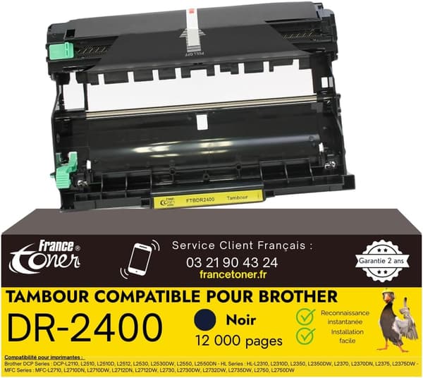 Tromleenhed Brother DR-2400 | høj kapacitet 12.000 sider | sort