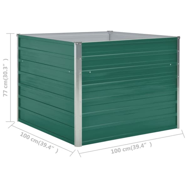 Højbed galvaniseret | 100x100x77 cm | Stål | Grøn