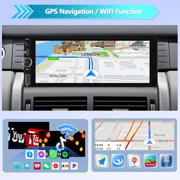 Multimedieafspiller bil | 6,86-tommer display | 1-DIN | Android 13 | CarPlay | Android Auto