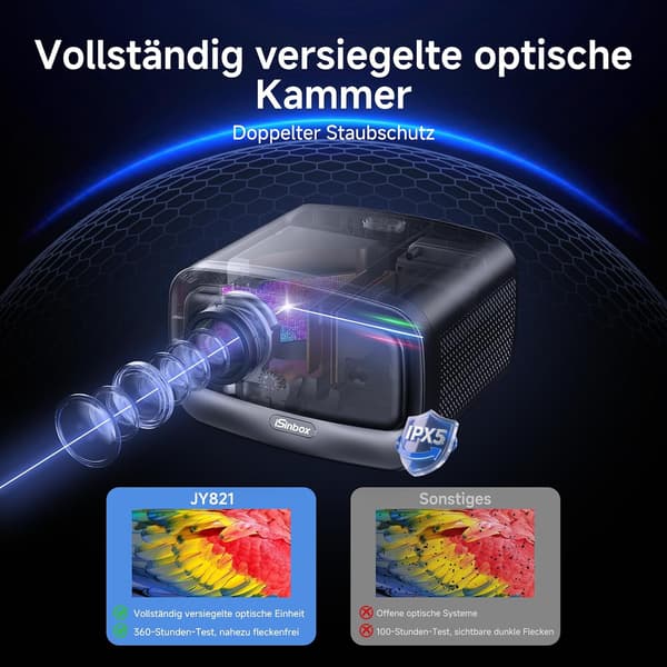 Smart projektor 4K | 1500 ANSI lumen | WiFi 6 | Bluetooth | Autofokus | Grå