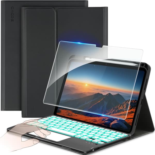 Tastaturetui iPad 10.9 2022 | AZERTY | touchpad | baggrundsbelysning | sort