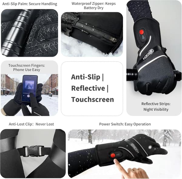 Raynauds-handsker sorte | størrelse L | opvarmede | unisex | til kolde hænder