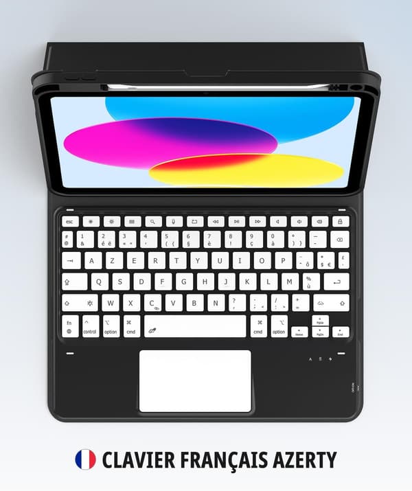 Tastaturetui iPad 10.9 2022 | AZERTY | touchpad | baggrundsbelysning | sort