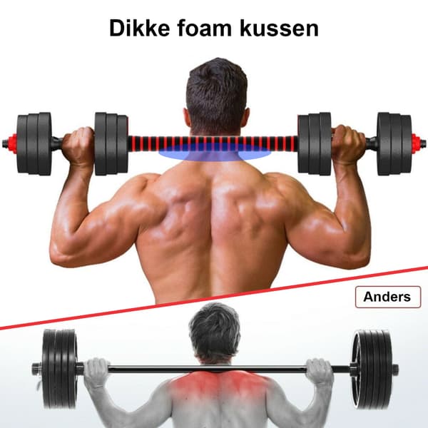 Håndvægtsæt 30 kg | justerbart | sorte vægtskiver | komposit | styrketræning