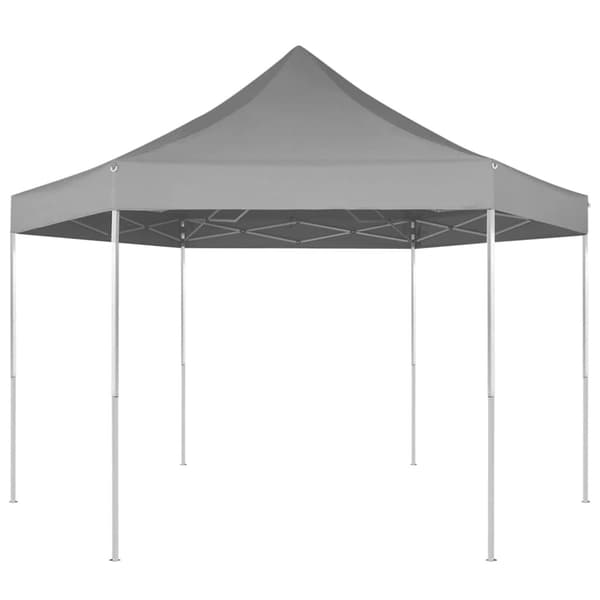 Festtelt sekskantet gråt | 3,6x3,1 m | foldbart | stål | polyester