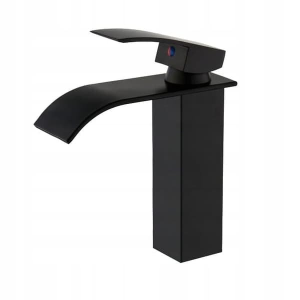 Håndvaskarmatur sort | 18 cm høj | messing | til håndvask