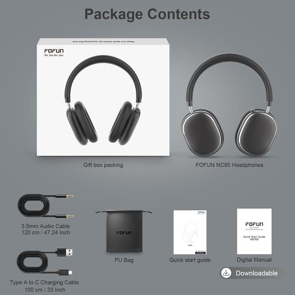 Trådløse hovedtelefoner | Bluetooth 6.0 | ANC | 65t batteritid | Space Gray