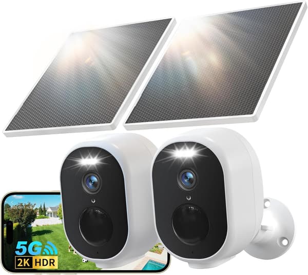 Säkerhetskamera trådlös | 2K 4MP | Solcellsdriven | WiFi6 | Mörkerseende | IP65