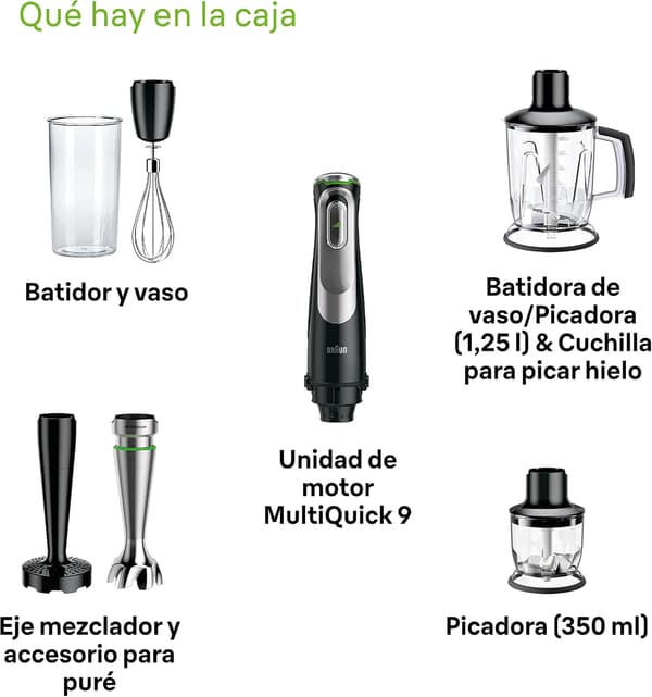 Stavblender 6-i-1 | 1200W | sort rustfrit stål | med tilbehør