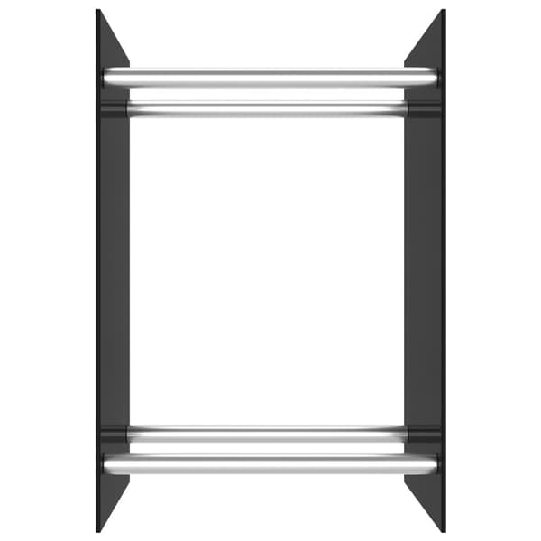 Holder til brænde 40x35x60 cm | Sort | Glas og stål