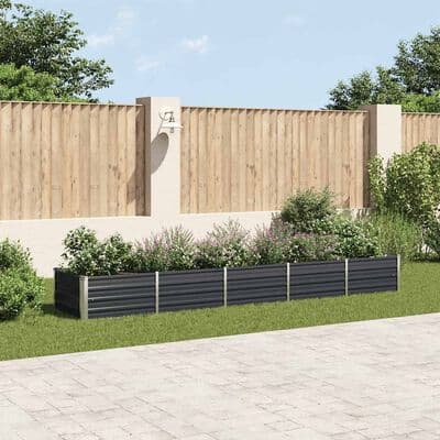 Planteringslåda galvaniserat stål | 400x80x45 cm | antracit | rektangulär