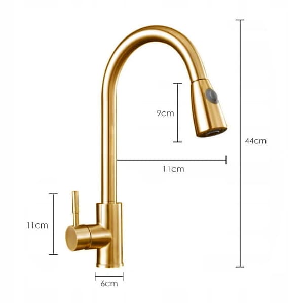 Diskbänkskran mässing | guld | utdragbar pip 82 cm