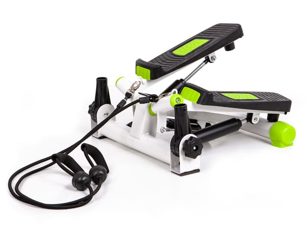 Hemmatraning utrustning | vit gron | stepper med elastiska band | konditionstraning