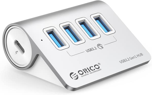 Skrivebordsadapter 4-vejs | USB-A USB-C | aluminium | 10 Gbps | 0,5m kabel