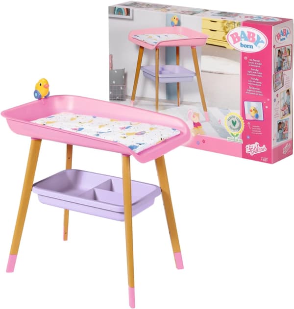 Dukkepuslebord til 43 cm dukker | trædesign | tilbehør til dukkeleg