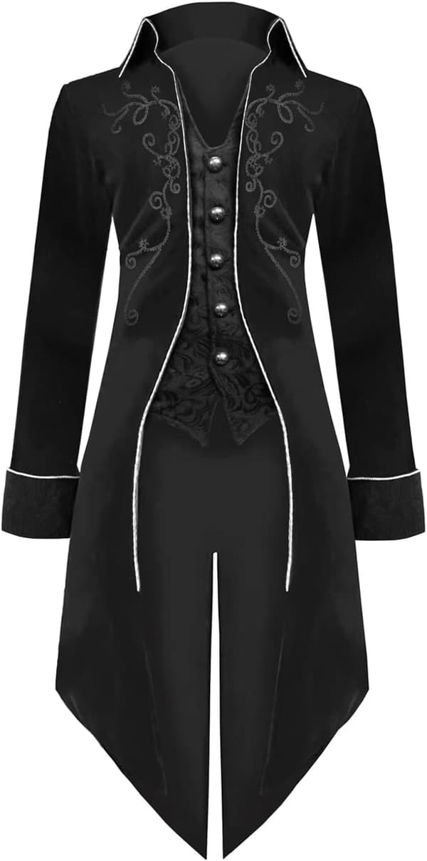 Viktoriansk långrock röd 3XL | steampunk | broderad | herr