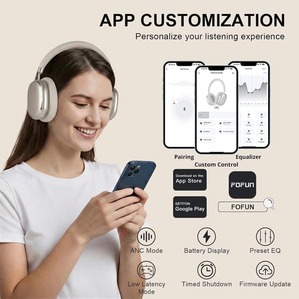 Trådløse over-ear hovedtelefoner | Bluetooth 6.0 | Støjreduktion | App-styring