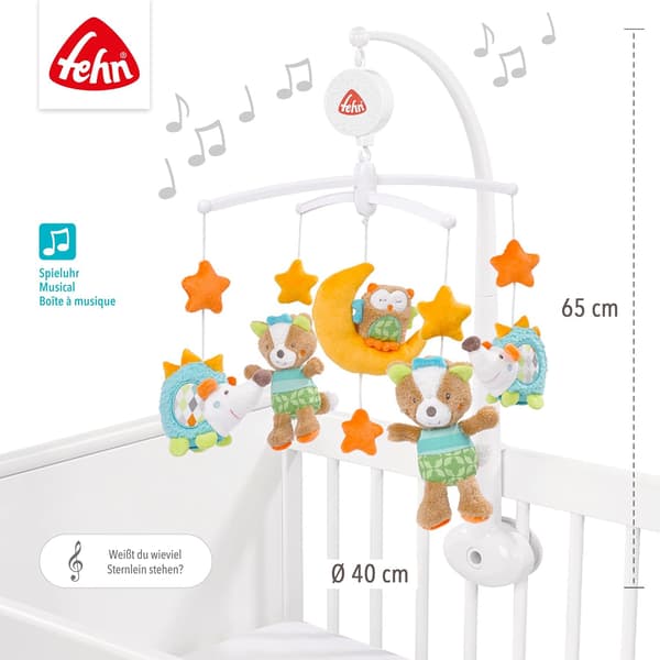 Tremmesengsmobil Sleeping Forest grå | 65 cm | roterende figurer