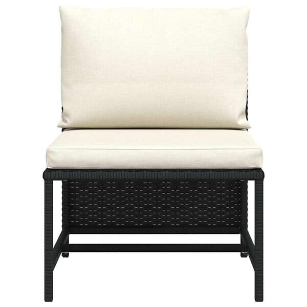 vidaXL Modulsofa med hynder i polyrattan sort