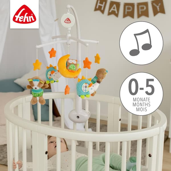 Spjälsängsmobil Sleeping Forest grå | 65 cm | roterande figurer