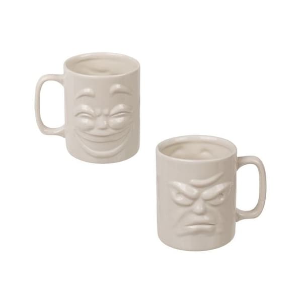 Dubbelsidig mugg grinig och glad mugg original ansikte