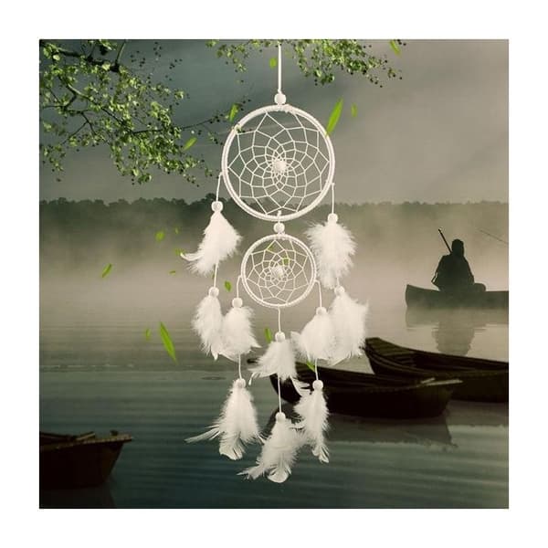 Attrape Rêve White Feathers Catcher De Reve Drömfångare